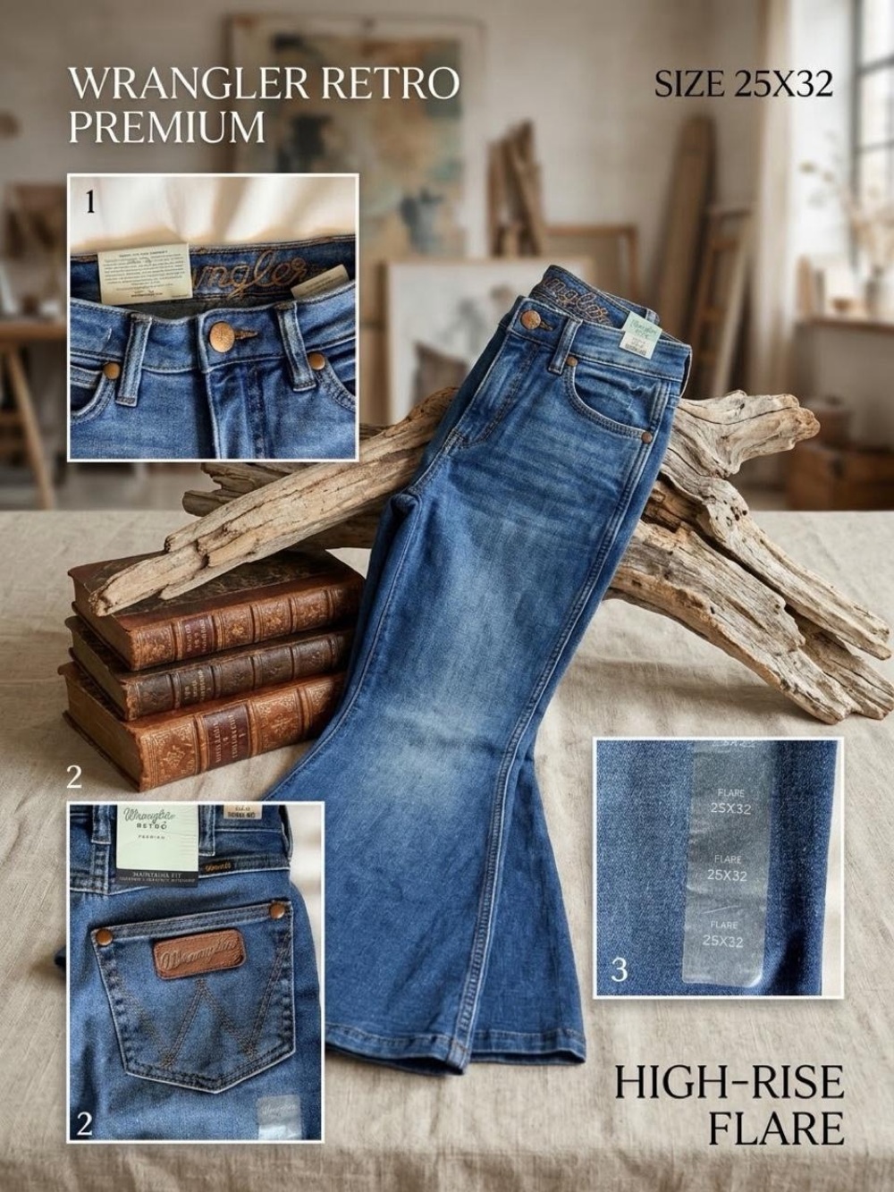 NWT Wrangler Retro Premium High Rise Flare Jeans 25x32